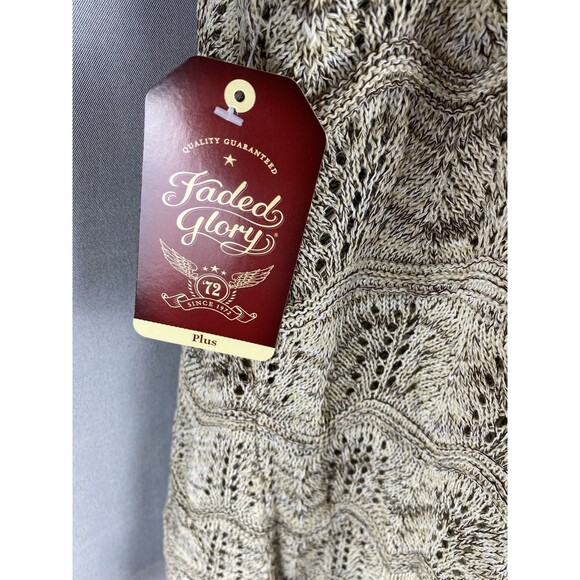 Faded Glory Womens Sz 1X Open Front Brown Cardigan Short Sleeve - Picture 7 of 11